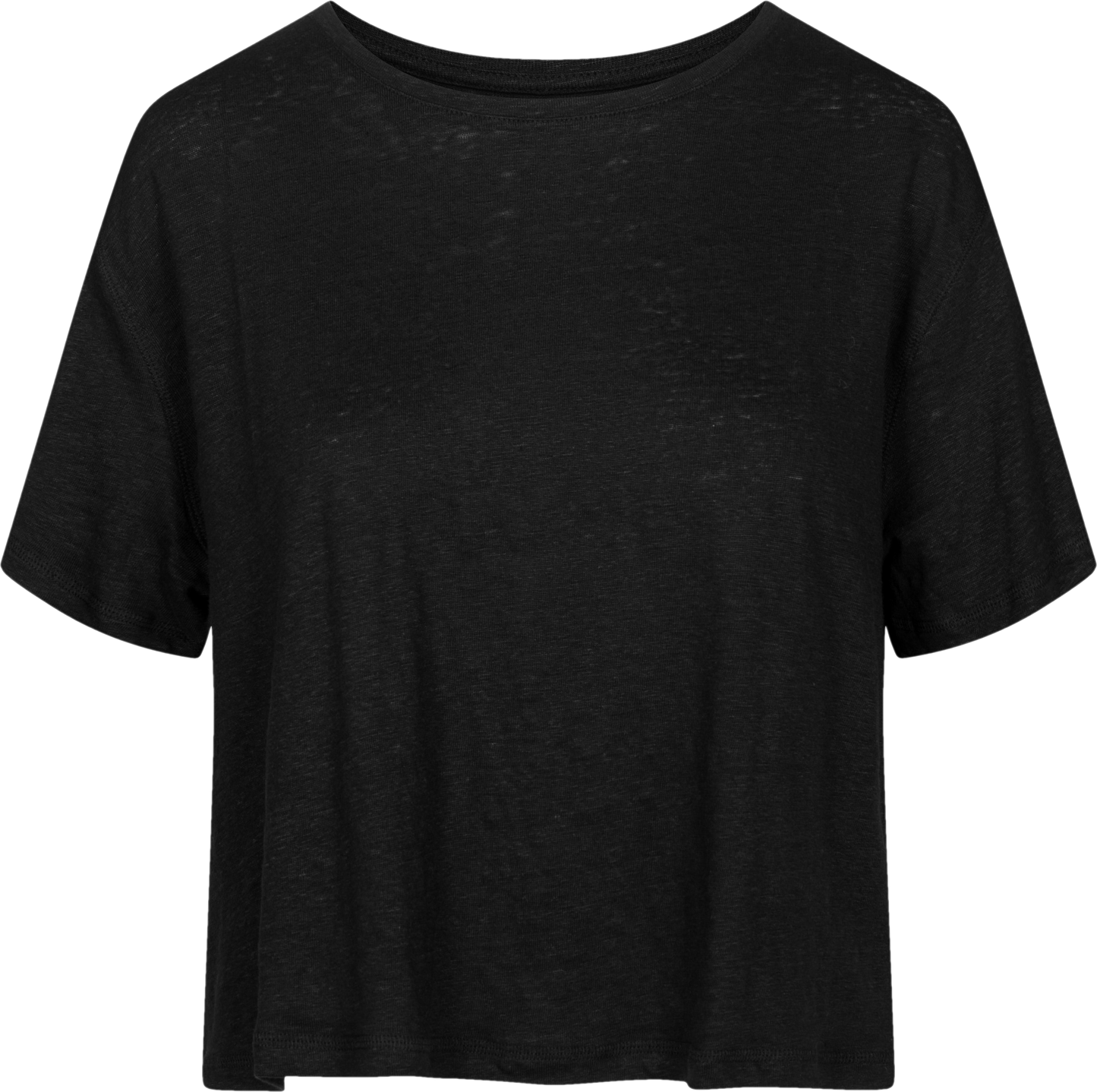T-shirt in lino nera donna a girocollo