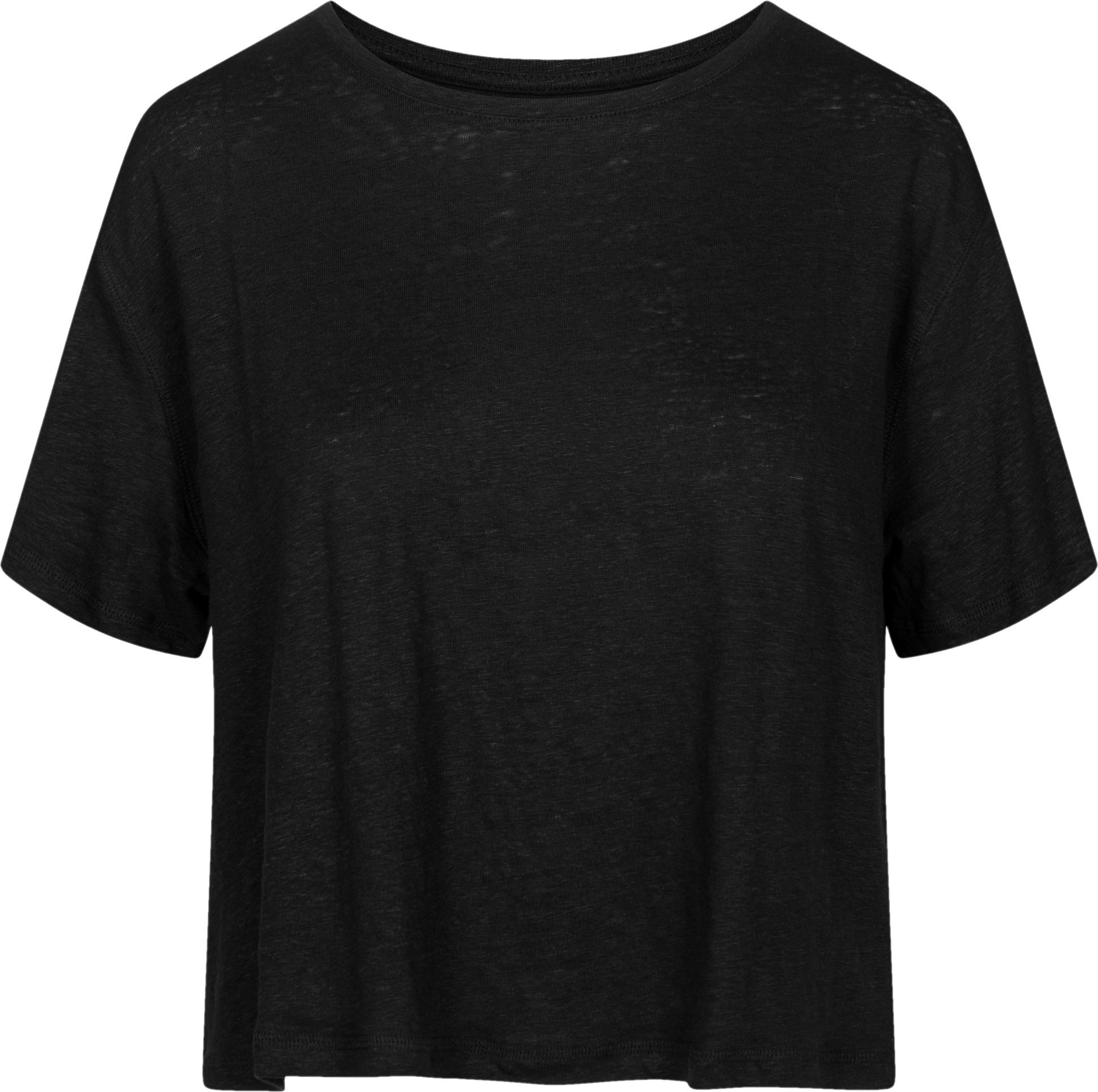T-shirt in lino nera donna a girocollo