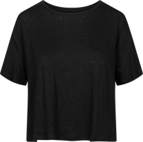 T-shirt in lino nera donna a girocollo