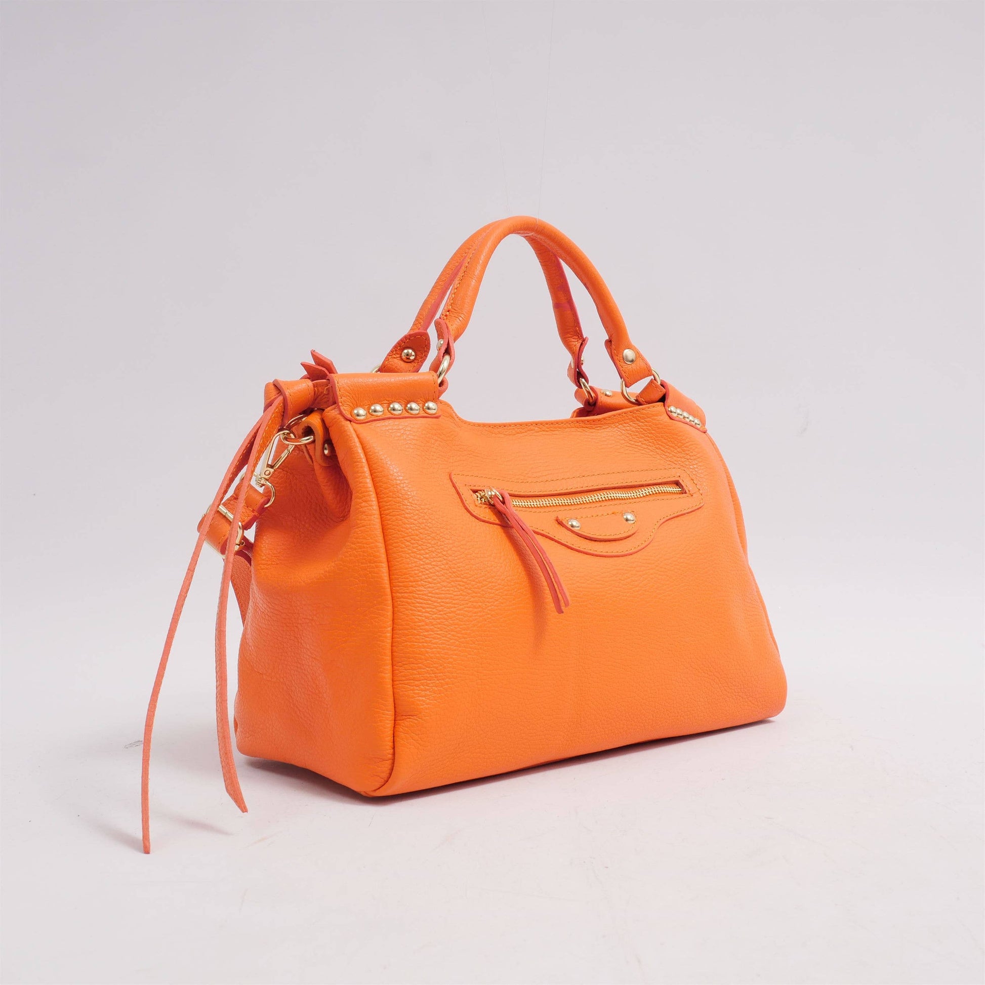 Borsa a mano in pelle con tracolla e tasca zip