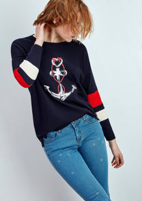 Maglione con ancora di paillettes