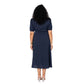 Abito lungo estivo plus size in cotone e lino blu navy