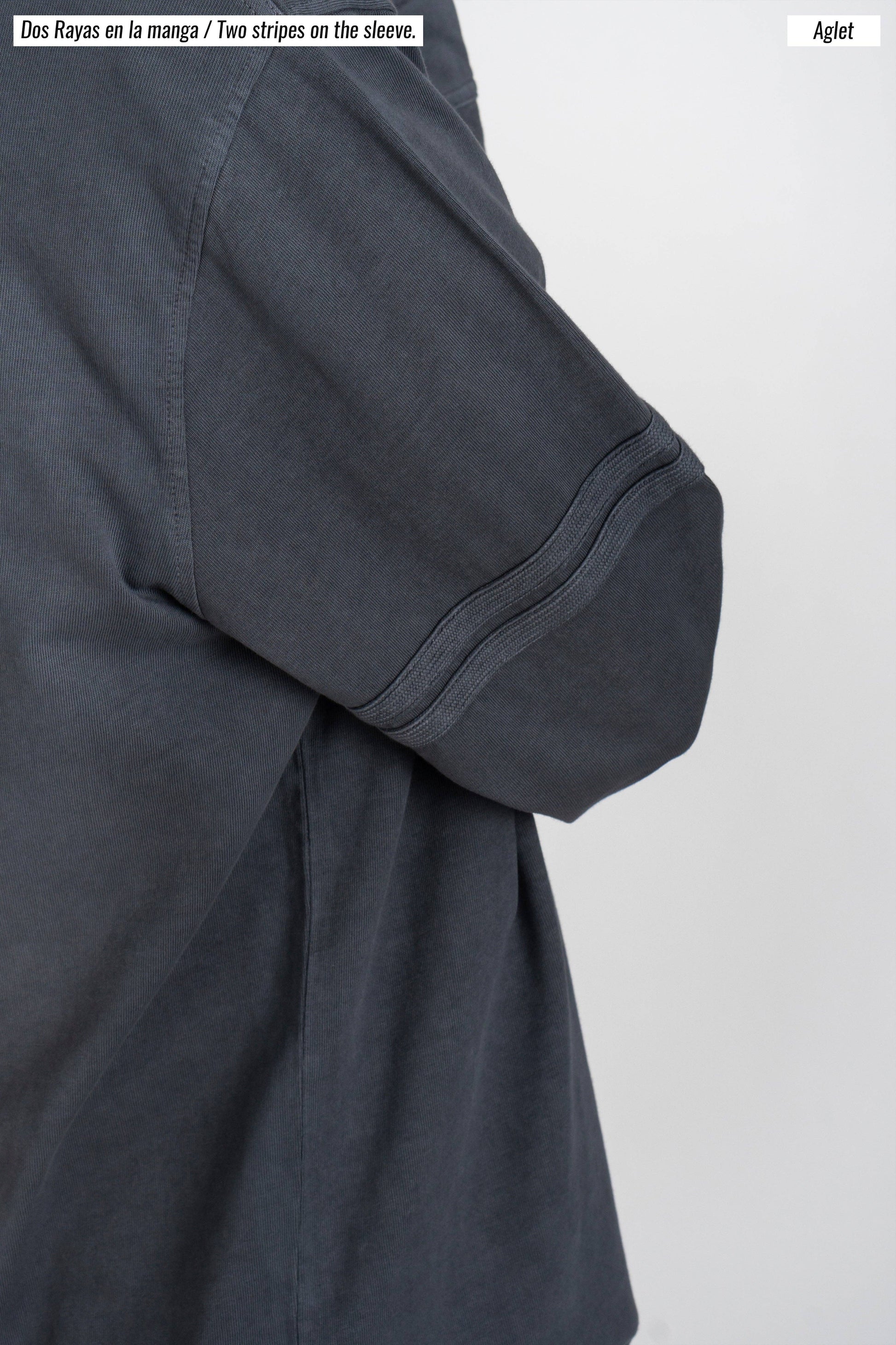 Polo blu Revival a manica lunga in cotone biologico