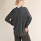 Maglione lungo con scollo a V profondo in misto cashmere