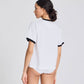 T-shirt Sandy in cotone biologico GOTS bianca con bordi a contrasto