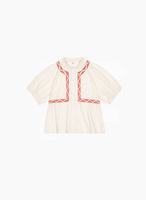 Camicia ecru SIAMANY in voile di cotone con ricamo