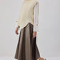 Gilet maglia asimmetrico crema da donna