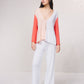 Giacca in maglia color block con scollo a V