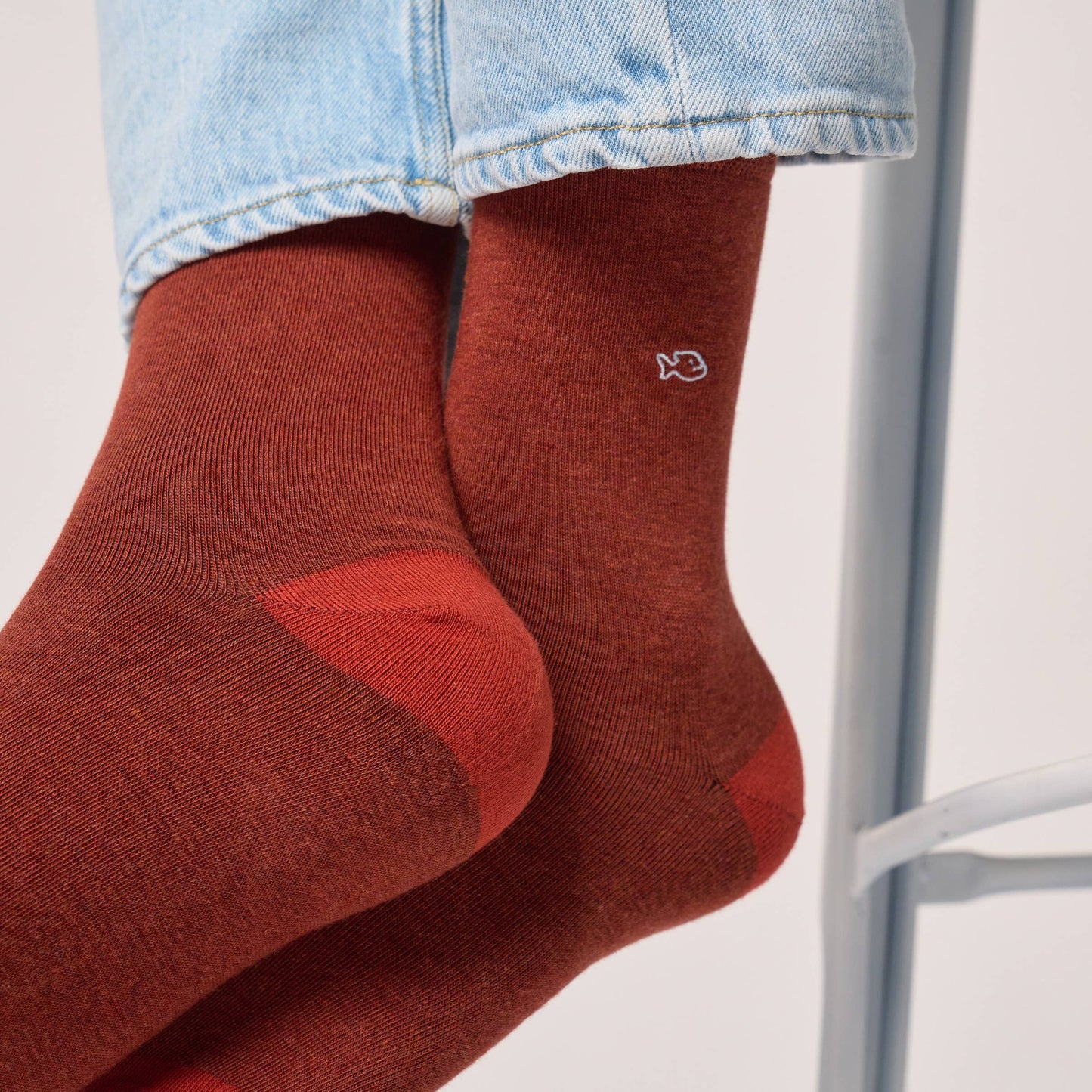 Calzini in cotone pettinato tinta unita rosso mélange
