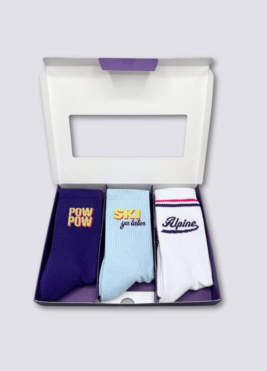 Confezione regalo da 3 paia di calze Après Ski con lettering