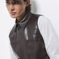 Abito corto in ecopelle con zip e colletto