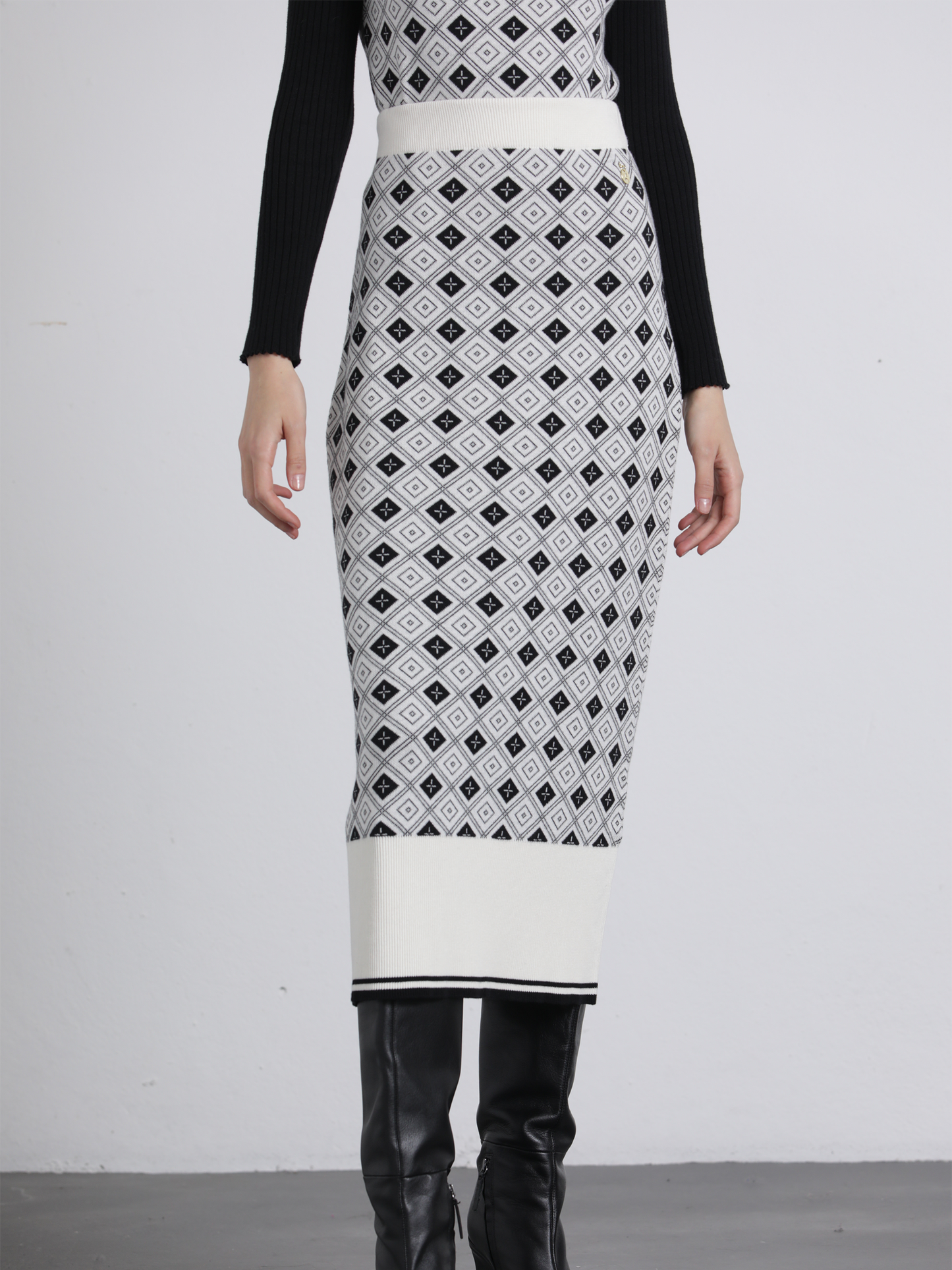 Gonna midi jacquard a rombi