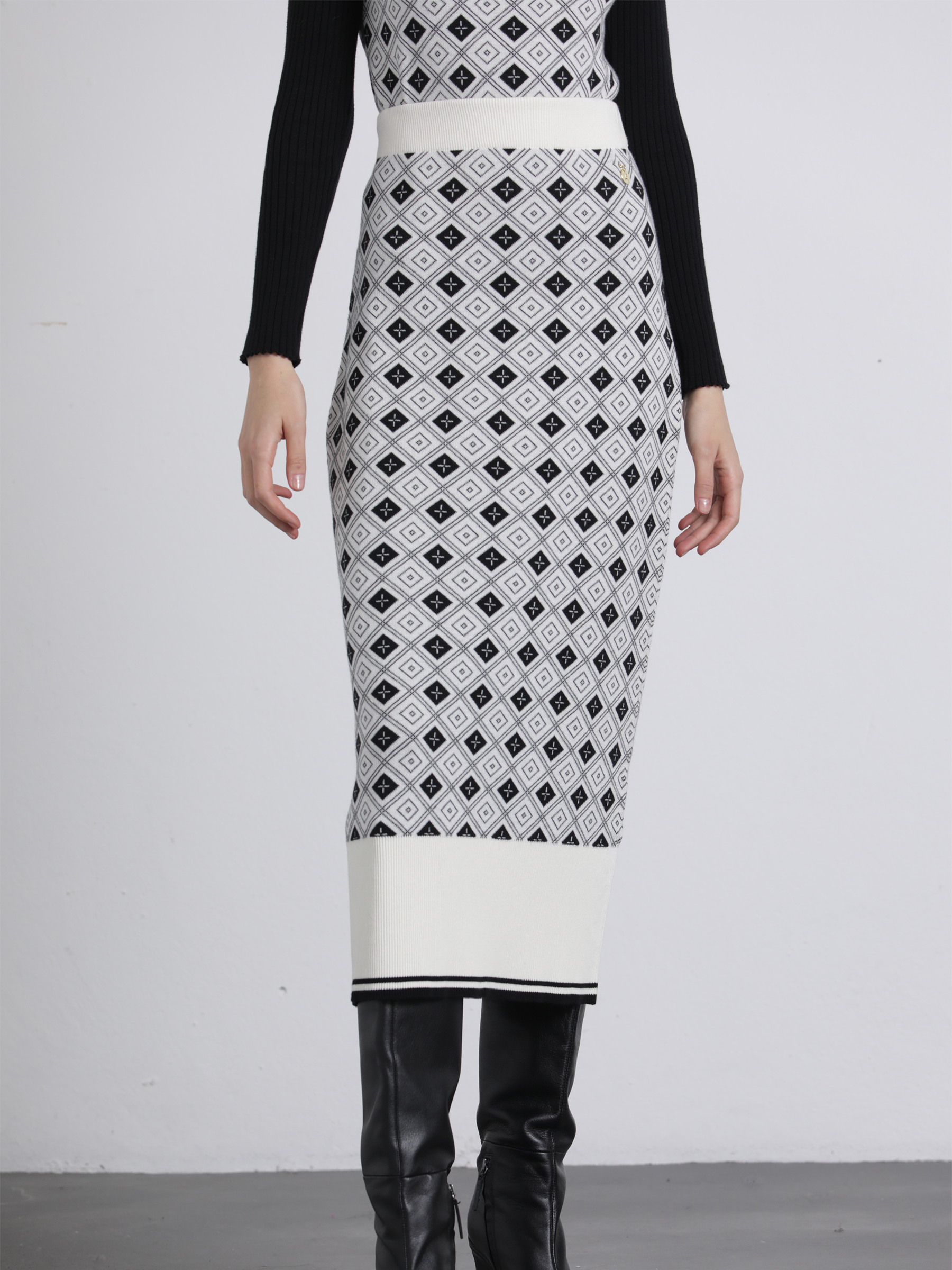 Gonna midi jacquard a rombi