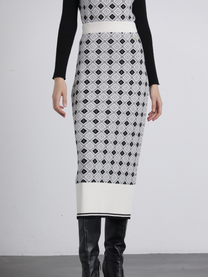 Gonna midi jacquard a rombi