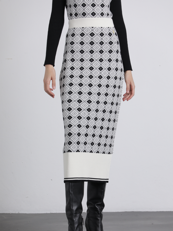 Gonna midi jacquard a rombi