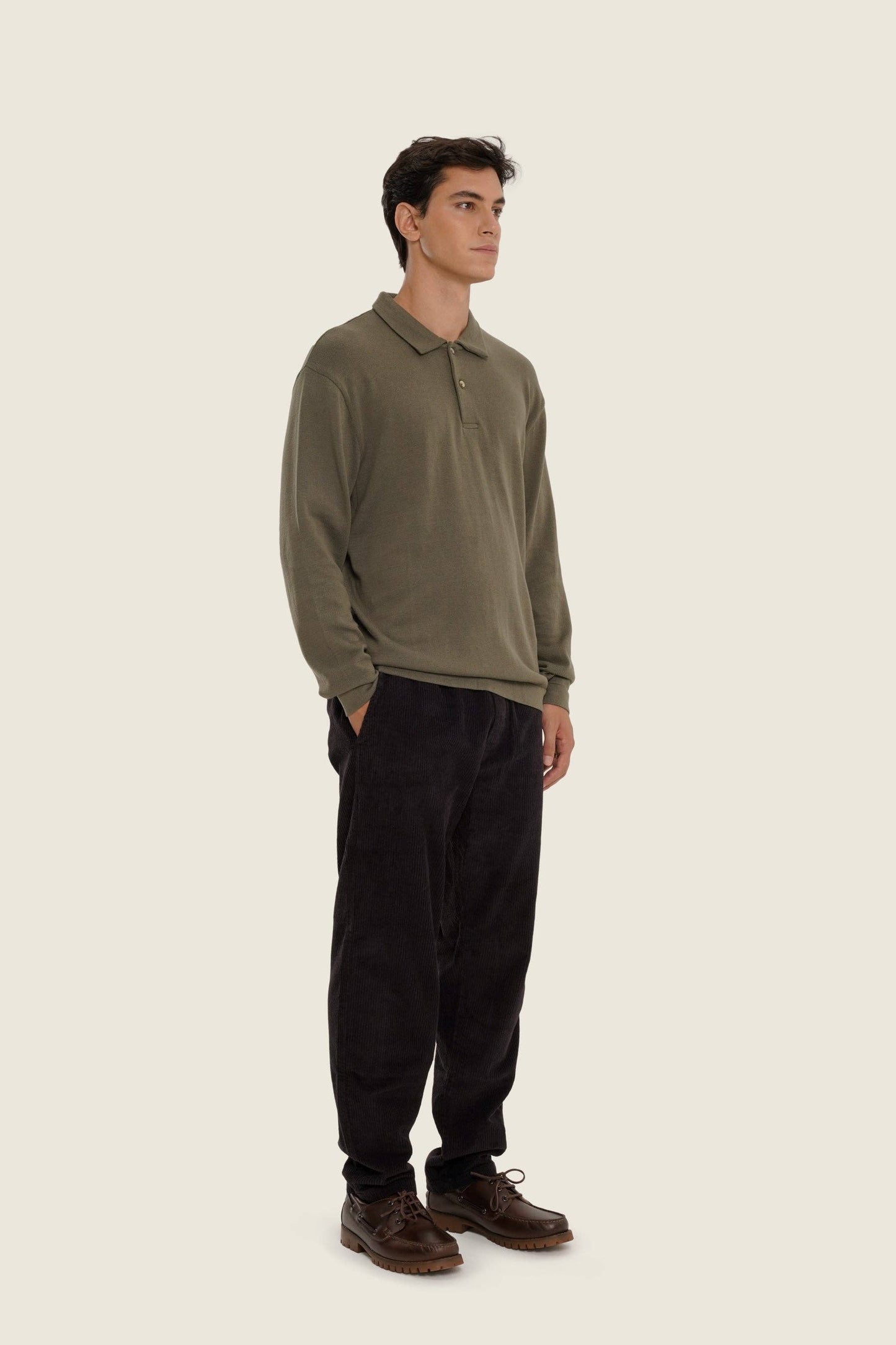 Maglione polo verde Foglia di Tè in cotone organico