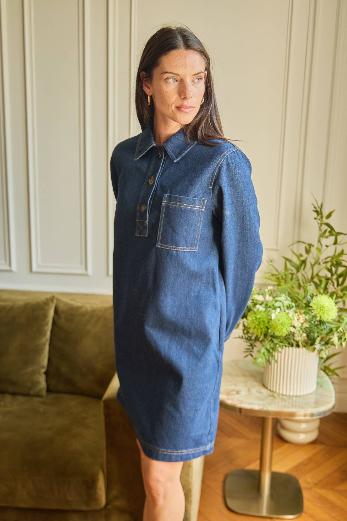 Abito chemisier in denim Diego a maniche lunghe