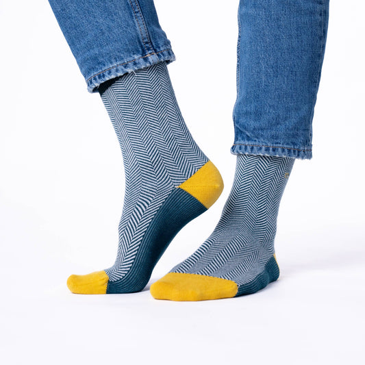 Calzini in cotone pettinato chevron smeraldo