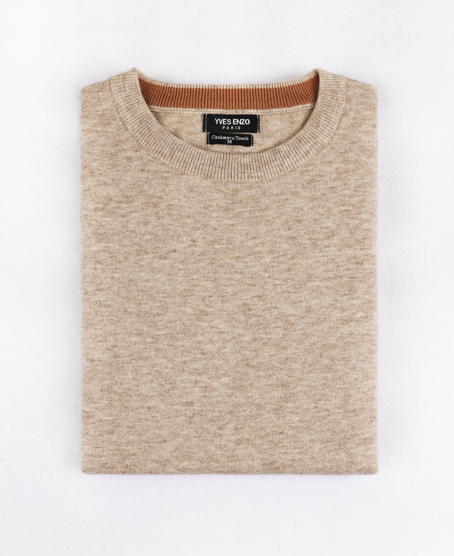 Maglione girocollo effetto cashmere beige taglie forti