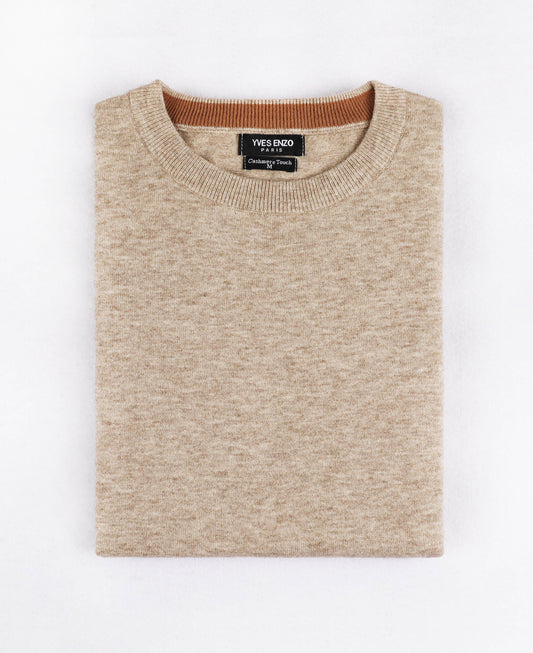 Maglione girocollo effetto cashmere beige taglie forti