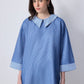 Tunica a righe con colletto in organza