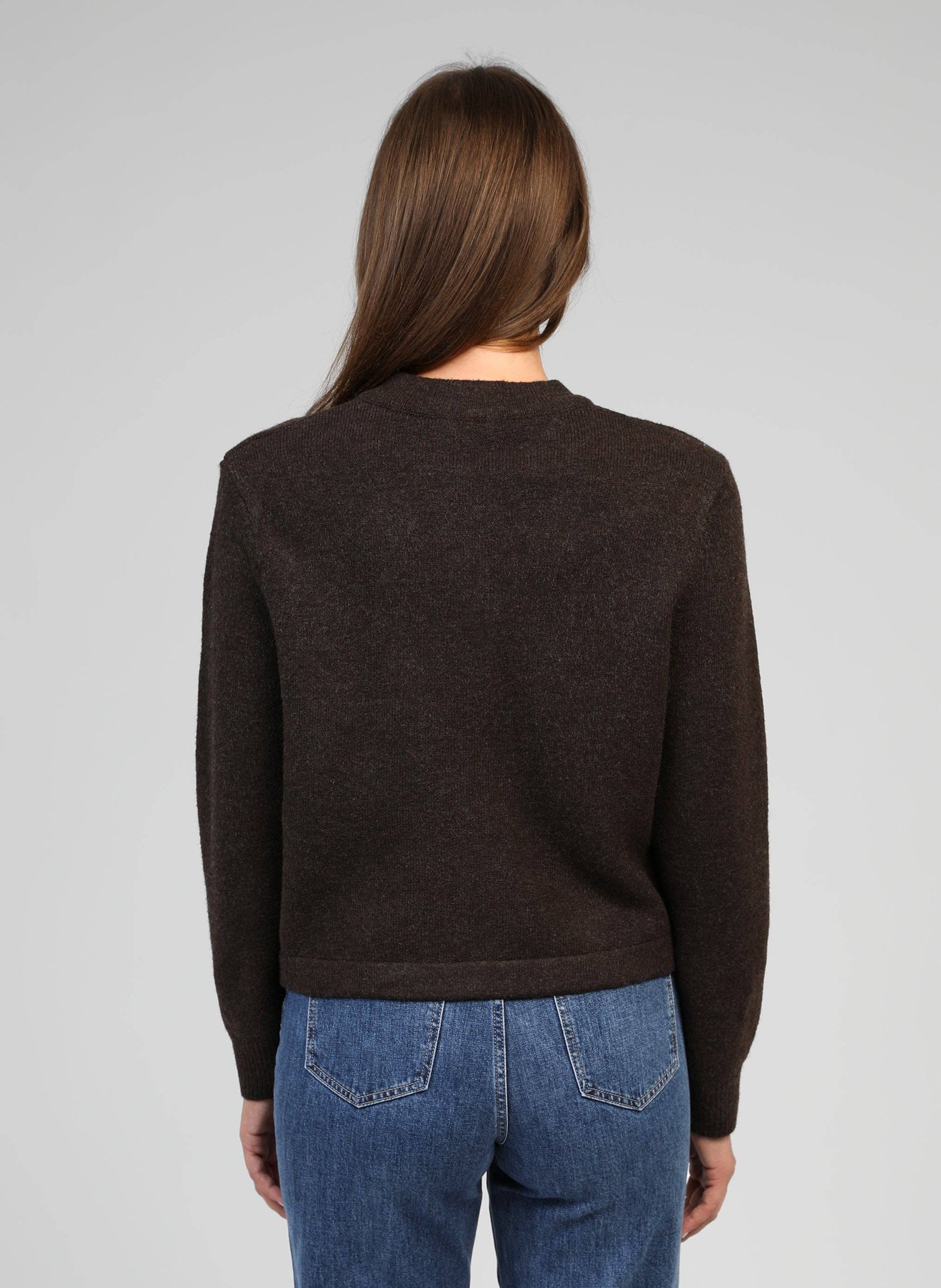 Cardigan Natalia marrone con ricamo di perle