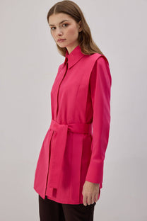 Camicia in popeline con cintura