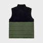 Gilet sherpa bicolore nero e verde senza maniche