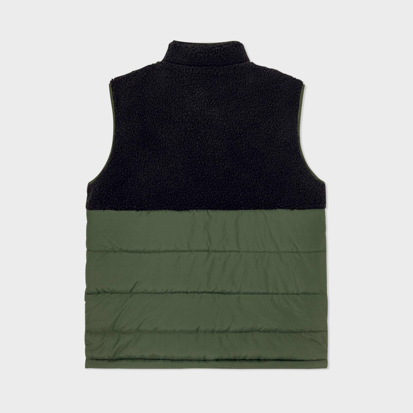 Gilet sherpa bicolore nero e verde senza maniche