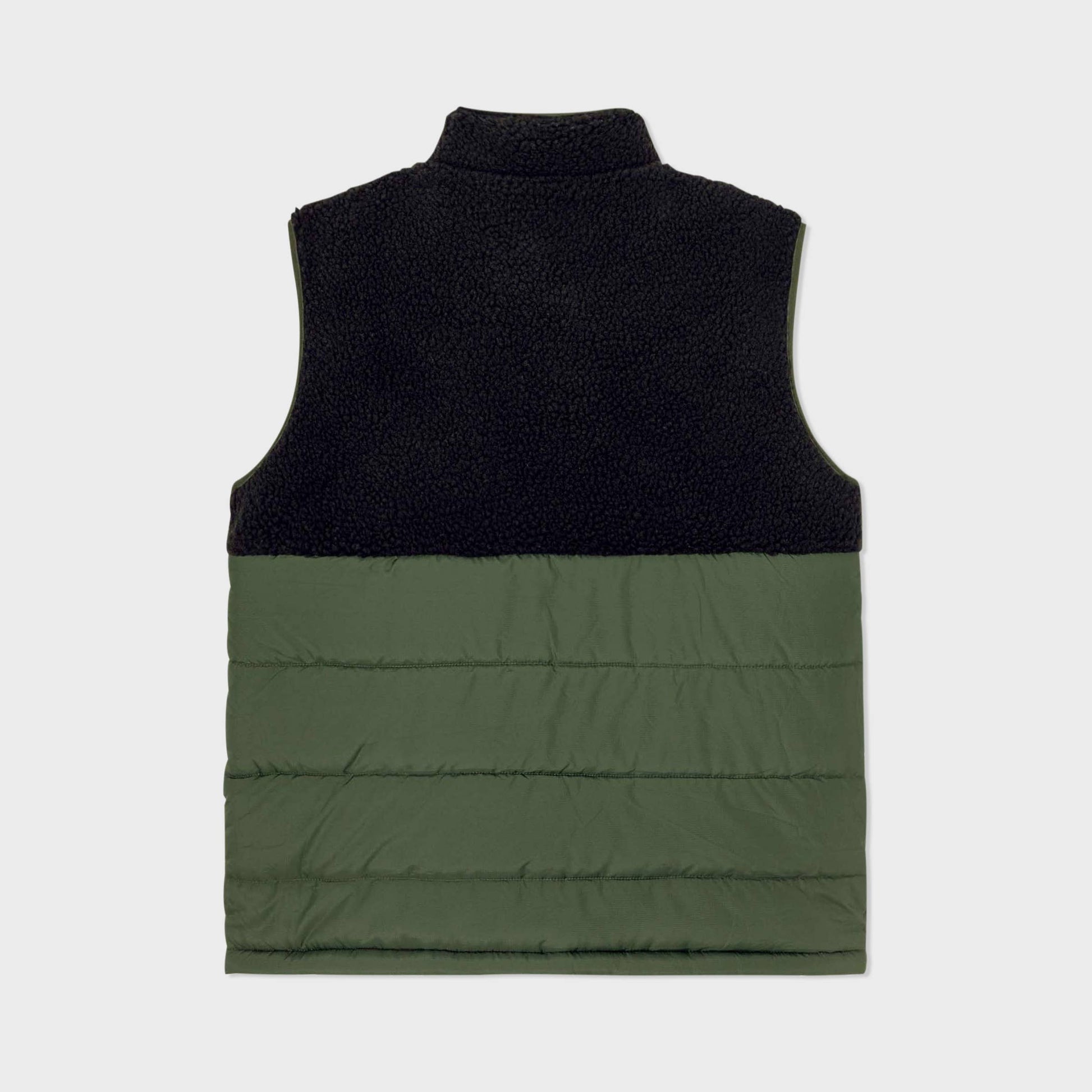Gilet sherpa bicolore nero e verde senza maniche