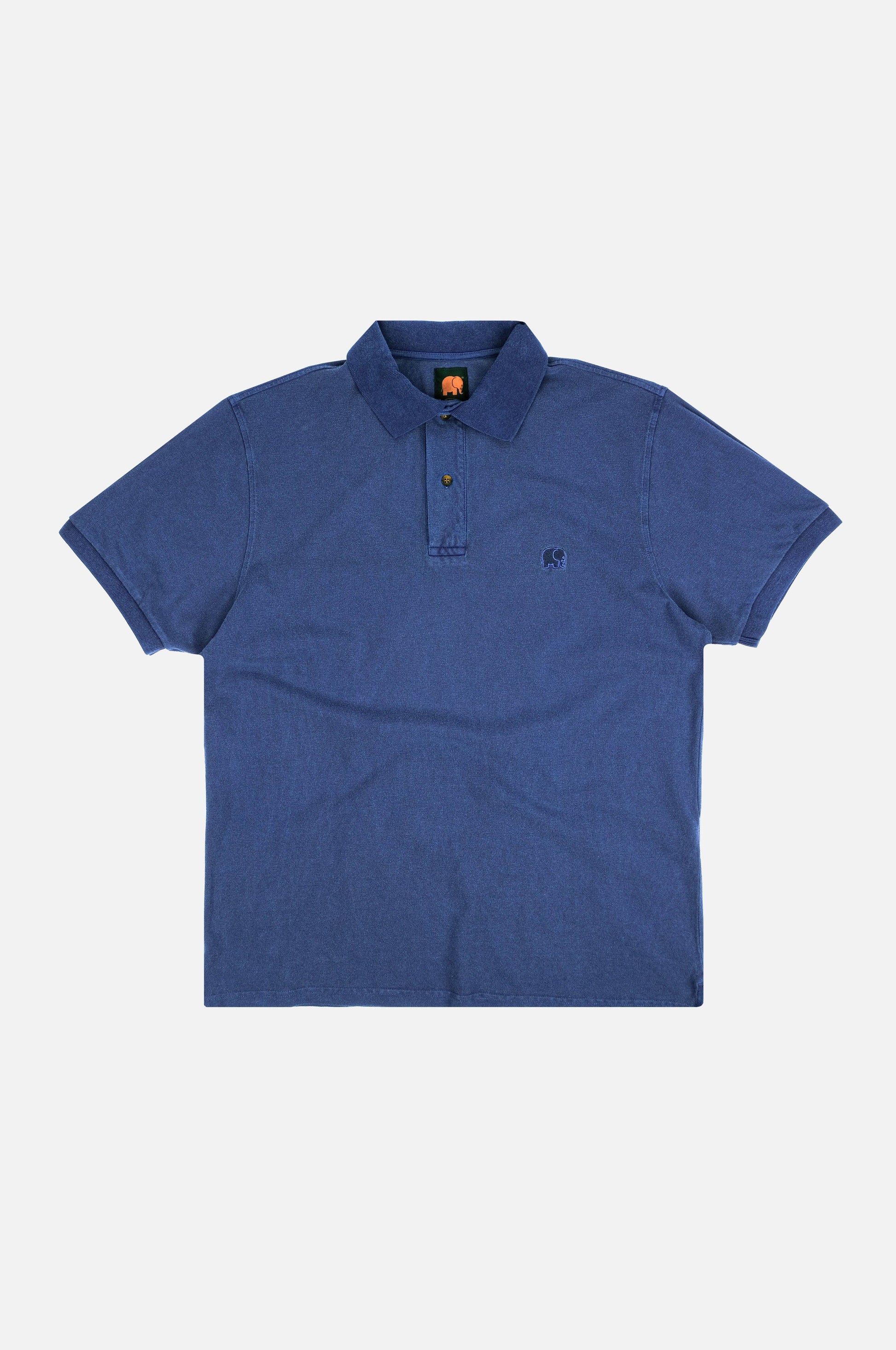 Polo in cotone biologico tinta a pigmento blu profondo