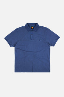 Polo in cotone biologico tinta a pigmento blu profondo