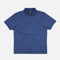 Polo in cotone biologico tinta a pigmento blu profondo