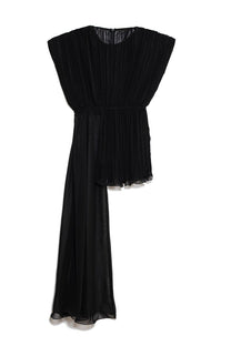 Tunica asimmetrica in chiffon plissé