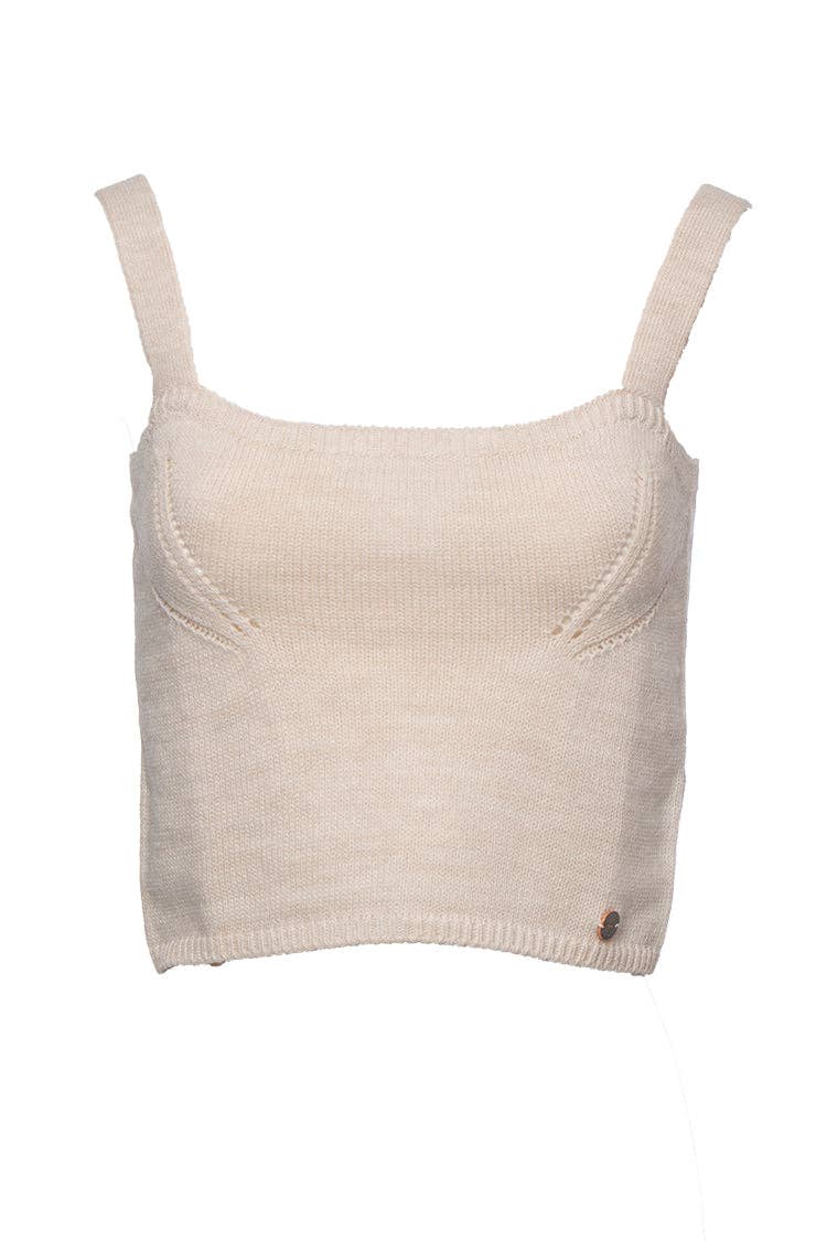 Top in maglia cropped con spalline