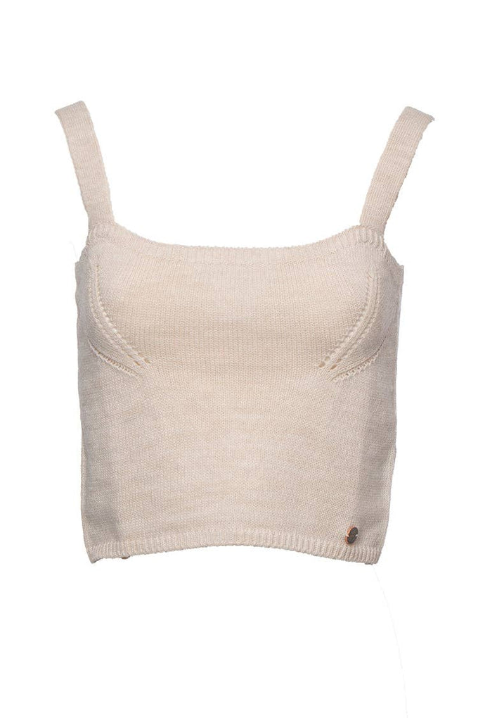 Top in maglia cropped con spalline