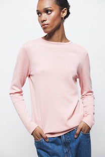 Maglione rosa in maglia rasata con girocollo