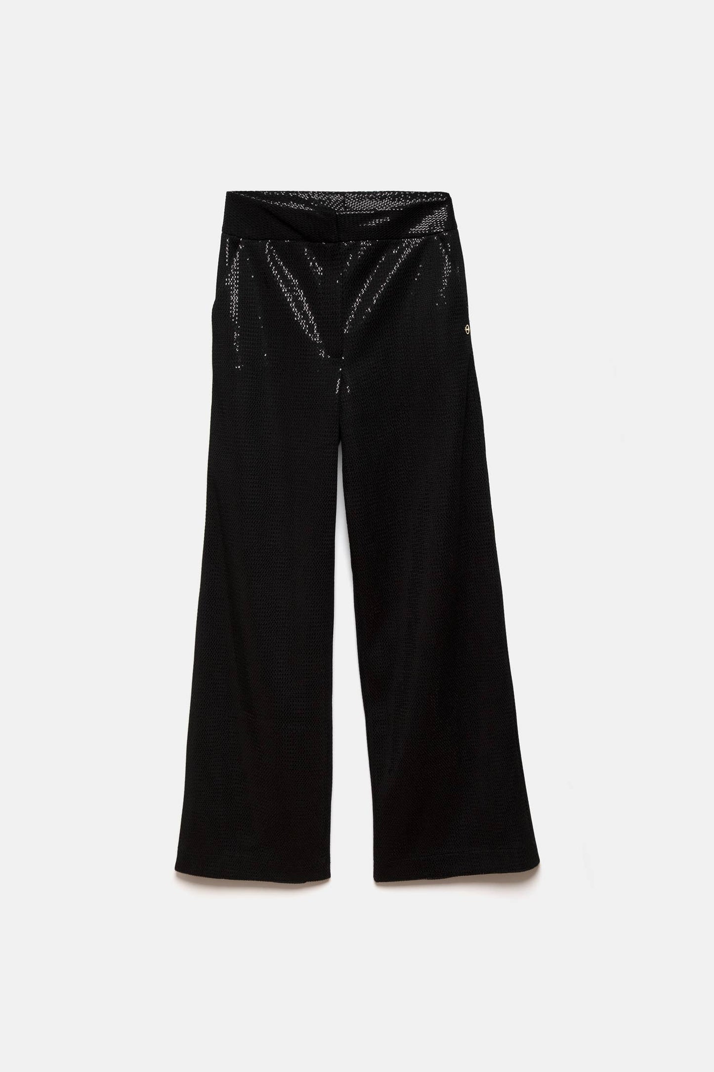 Pantaloni in paillettes neri a gamba ampia