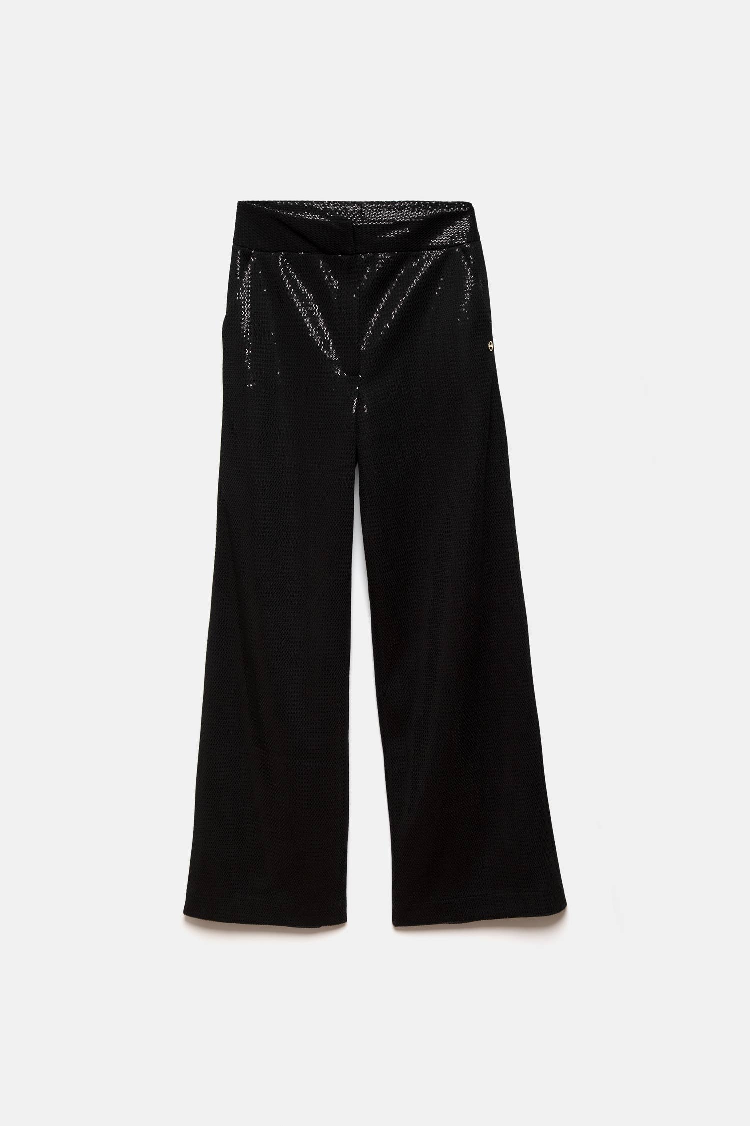 Pantaloni in paillettes neri a gamba ampia