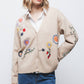 Cappotto cardigan in maglia con ricamo floreale