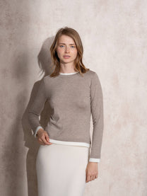 Maglione a maglia girocollo bicolore