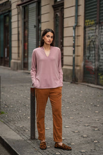 Pantaloni in velluto a coste cammello