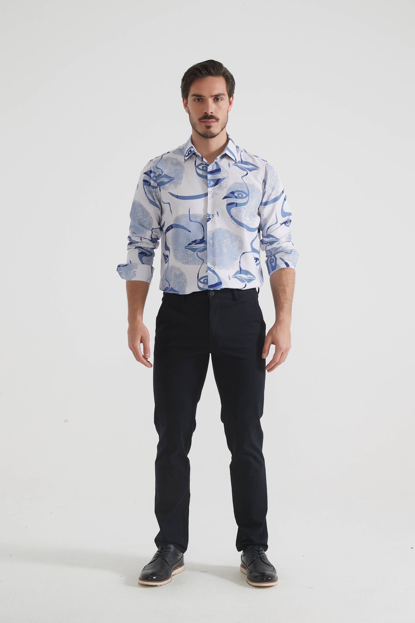 Pantaloni chino elasticizzati blu marino