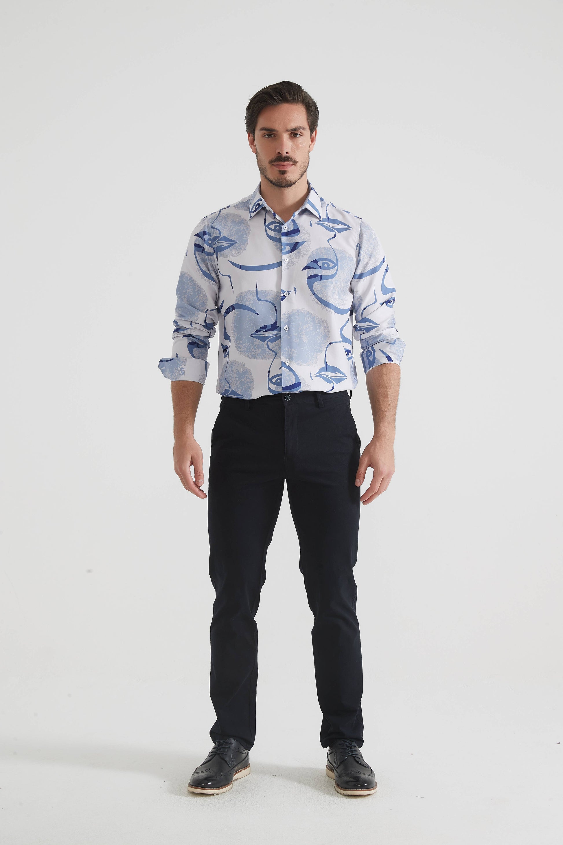 Pantaloni chino elasticizzati blu marino