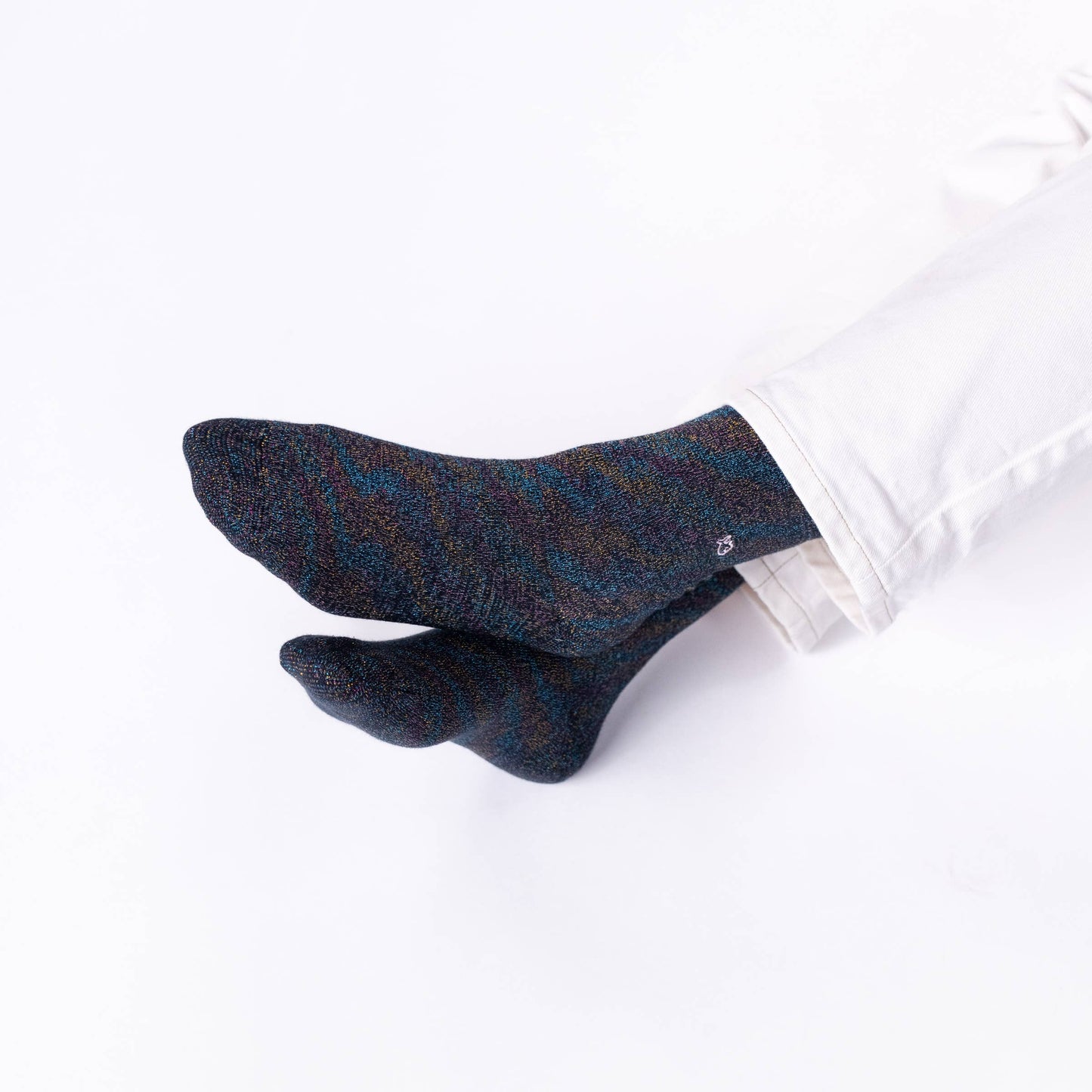 Calzini glitterati in cotone pettinato neri multicolore