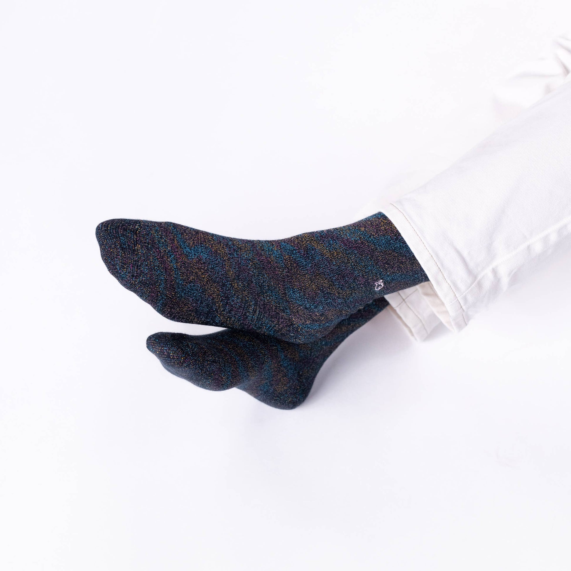 Calzini glitterati in cotone pettinato neri multicolore