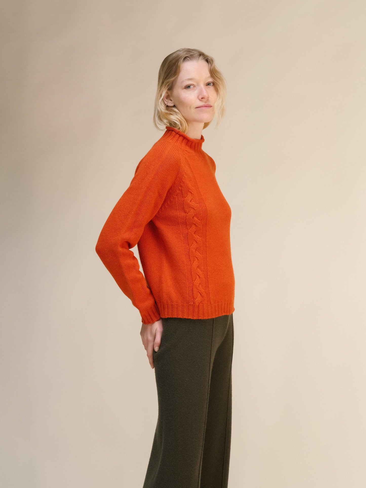 Maglione a trecce in misto cashmere “Ricciolo” 3D Knit