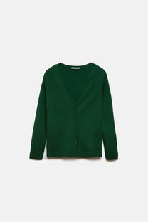 Cardigan in Maglia Rasata con Scollo a V