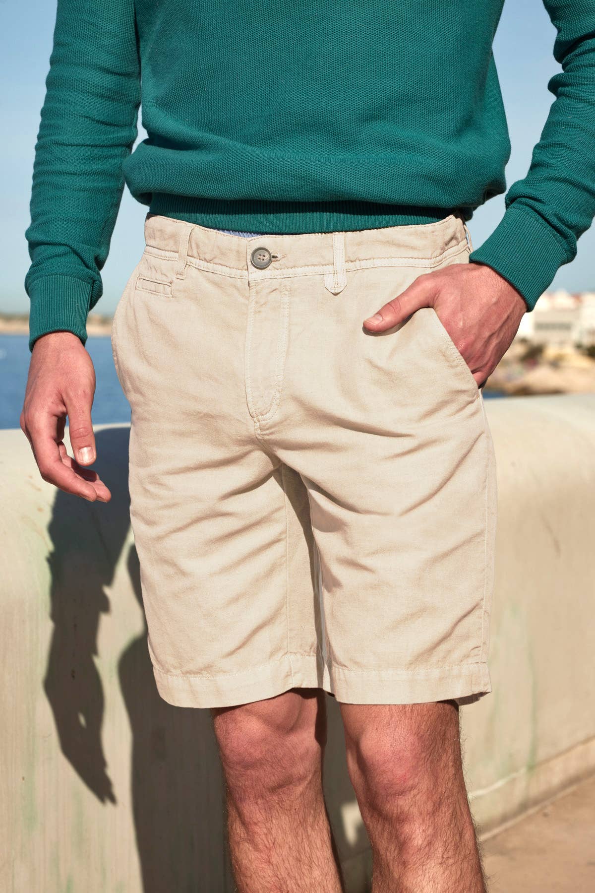 Bermuda da spiaggia Milk in lino e cotone
