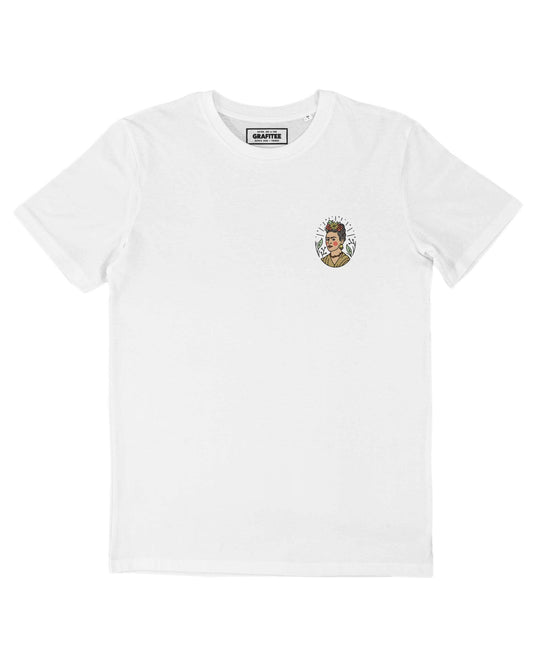 T-shirt unisex in cotone biologico con stampa ritratto Frida